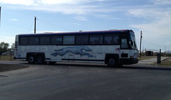 Greyhound bus on the move