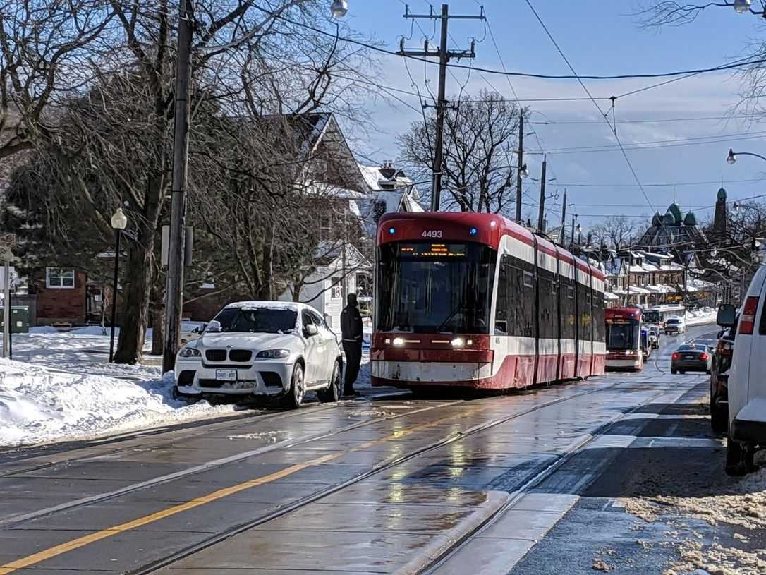 Parked on streetcar tracks?