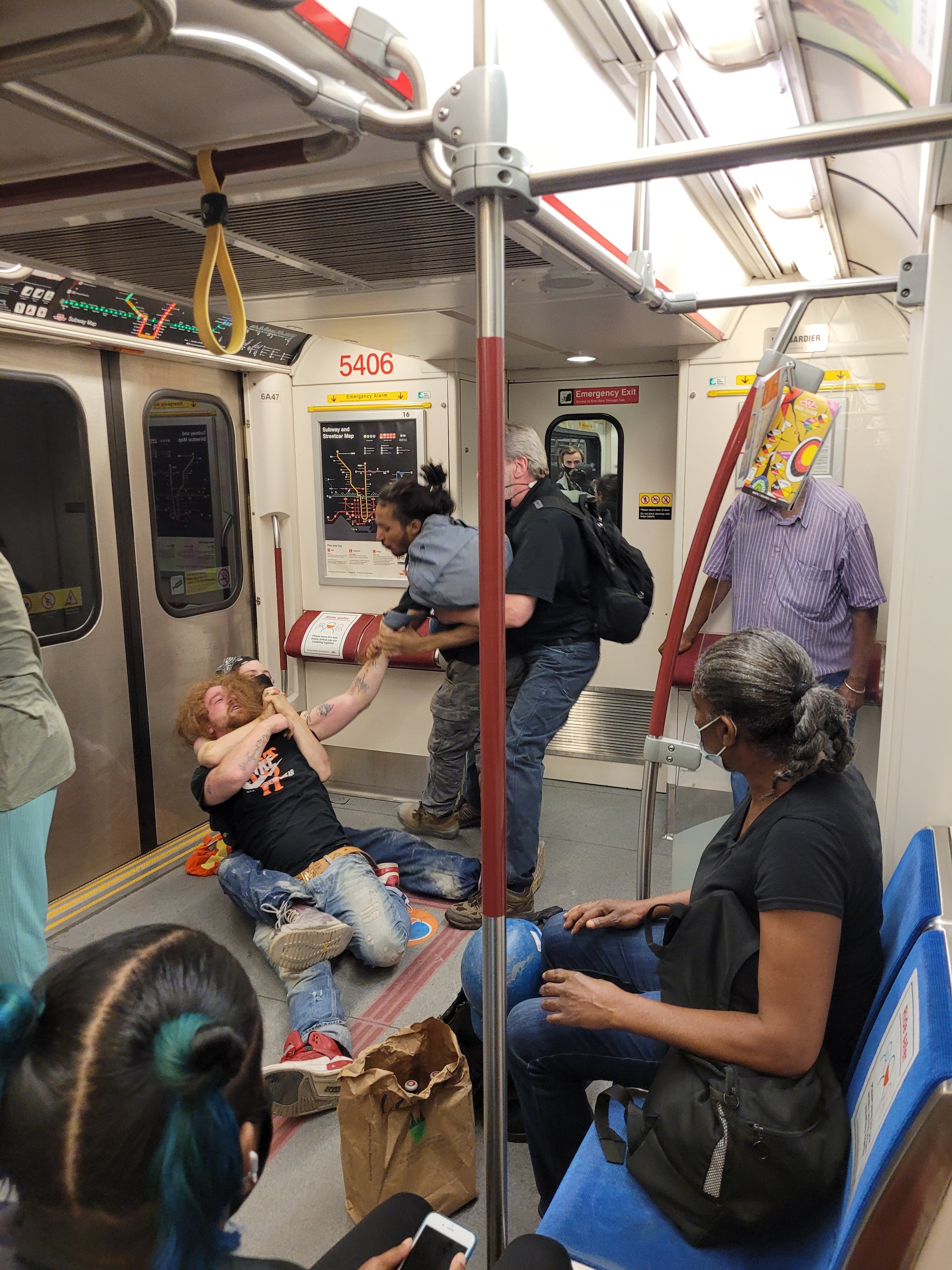 Just a small brawl on the TTC subway. 